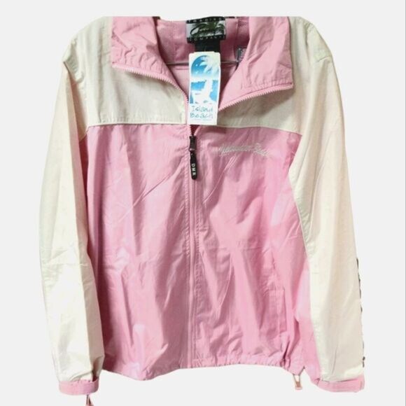 Island Beach Women's Pink & Cream Colored Windbreaker Jacket SIZE L - Picture 1 of 16